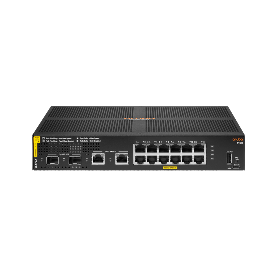 Aruba 6100 12G Class4 PoE 2G2SFP 139W Switch